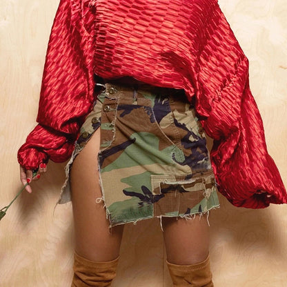 I Will Fight For You Y2k Camo Skirt