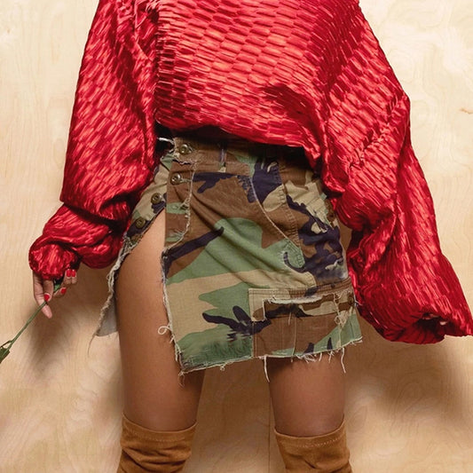 I Will Fight For You Y2k Camo Skirt